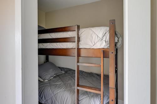 a bunk bed in a small room with a ladder at Beautiful Franklin Home with Bunkhouse and Hot Tub! in Franklin