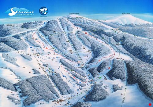 a map of a ski resort in the snow at Apartmá Gister ski and wellnes in Rokytnice nad Jizerou