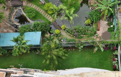 an overhead view of a garden with palm trees at Colombo City 3 Bedroom Apartment with Pool Gym & Workdesk in Colombo