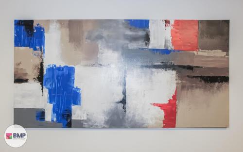 a painting of blue and white at Bmp apartment Molveno Relax in Molveno