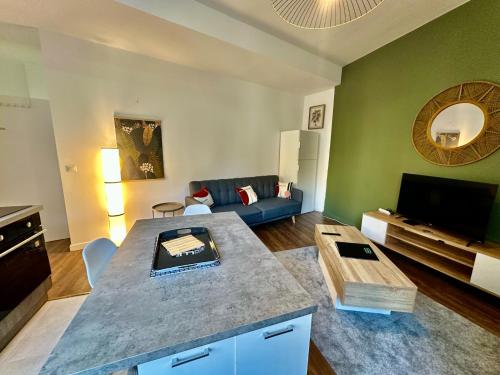 Televisyen dan/atau pusat hiburan di L'Herboriste - Appartements meublés