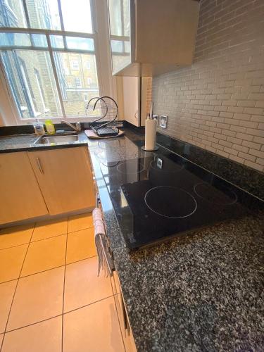 a kitchen with a sink and a counter top at 3-Bedroom Flat Central London, 6 Min Walk from King's Cross Station in London