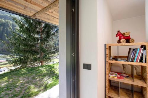 a room with a window and a book shelf with books at Valgrisa Mountain Lodges 3 in Valgrisenche