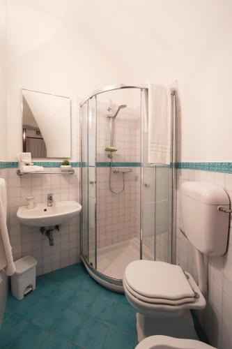 a bathroom with a shower and a toilet and a sink at Borgo di Conca in Conca dei Marini