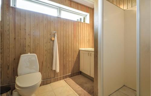 a bathroom with a toilet and a window at 3 Bedroom Amazing Home In Hurup Thy in Doverodde