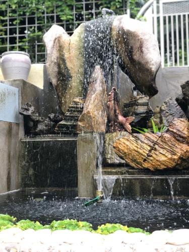 a water fountain with a bunch of food in it at Bonsai Homestay Kluang - B17 in Kluang