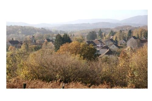 a view of a town with trees and houses at Au Repos du Fayé in Grosmagny
