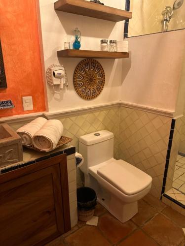 een badkamer met een toilet en een wastafel bij Casa Miura Hotel Boutique in Ajijic
