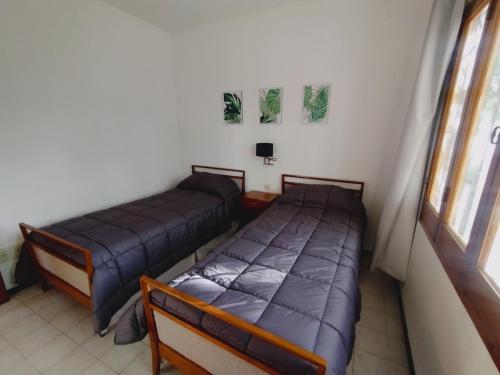 zwei Betten in einem Zimmer mit Fenster in der Unterkunft BlasHouses in San Rafael