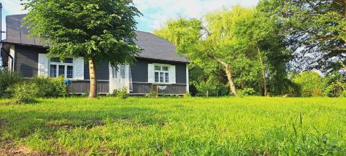 a house in a field of green grass at Agroturystyka całoroczna Ranczo Husinka in Husinka
