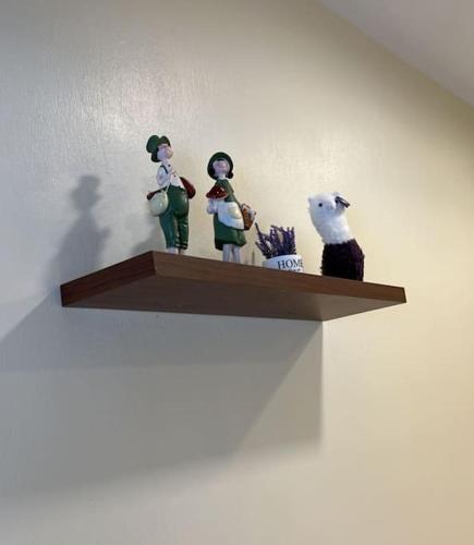 a shelf with toy figurines on it on a wall at (WI-FI) Ipoh Holiday Big House double storey DR8 in Ipoh