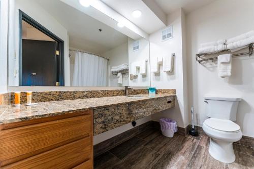 a bathroom with a sink and a toilet at Tempe Corner Apartment Studio King bed in Tempe