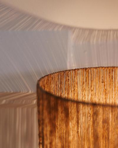 a close up of a wooden curtain in a room at Maison La Belle Cosy 2-bedroom house with jacuzzi & airco in Zoutleeuw