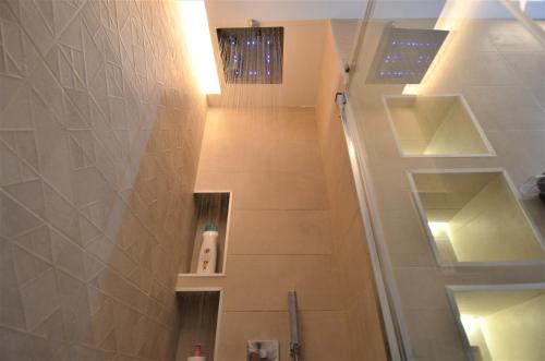 a bathroom with a walk in shower next to a toilet at BIBLIOTECA DE LUJO EN EL CENTRO HISTORICO DE MÁLAGa in Málaga