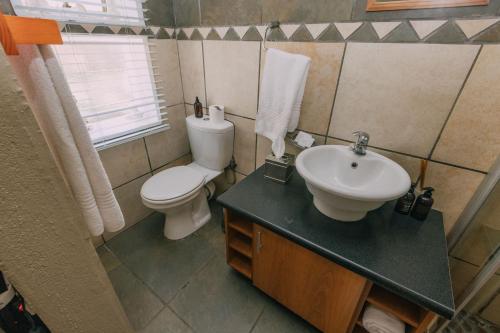 a bathroom with a toilet and a sink at Beetleloop Guest House in Nelspruit