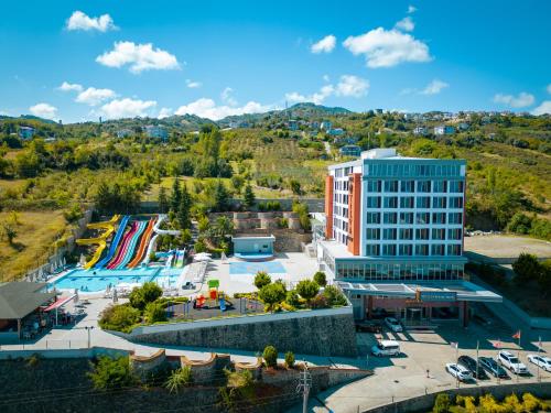 an aerial view of a hotel and a pool at Tilya Resort Hotel in Trabzon