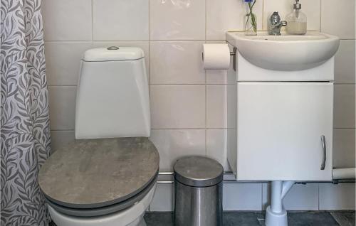een badkamer met een toilet en een wastafel bij Beautiful Home In Vstervik With Wifi in Västervik