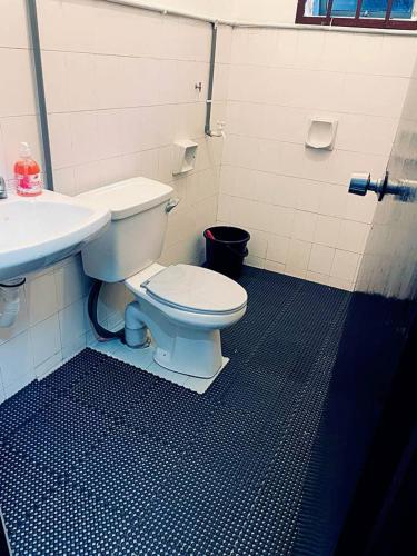 a bathroom with a toilet and a sink at Daliya Homestay Ulu Tiram JB in Ulu Tiram