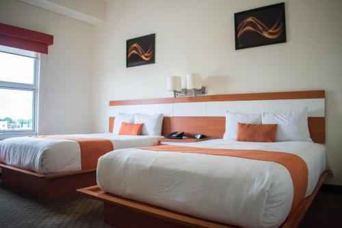 Cette chambre comprend 2 lits et une fenêtre. dans l'établissement Los Herederos Hotel Piedras Negras, 
