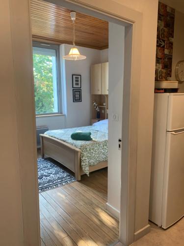 une chambre avec un lit et une fenêtre dans l'établissement L appartement cosy, à Le Garric