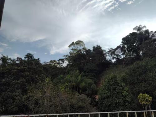 a view of a forest with trees and a fence at Cantinho da Vovó Regina in Miguel Pereira