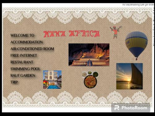 a postage stamp with a picture of a hot air balloon at Mama Africa Apts & Studios in Luxor