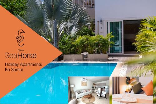 a collage of photos of a house and a swimming pool at New Seahorse Residence in Amphoe Koh Samui