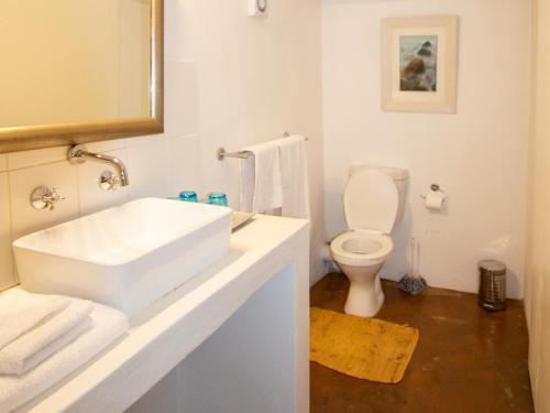 a bathroom with a white sink and a toilet at EpiStay in Tulbagh