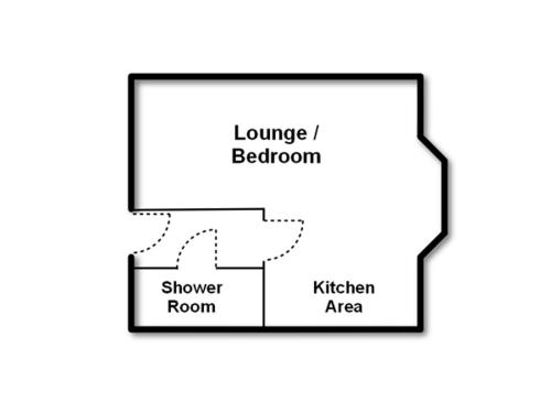 a black and white floor plan of a house at Redsands Villa in Torquay
