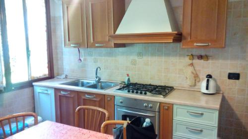 a kitchen with a sink and a stove at Biogarden in Zelarino