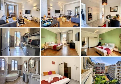 un collage de photos d'un appartement dans l'établissement Nestor&Jeeves - CHILL LOUNGE - City center, close sea, à Nice