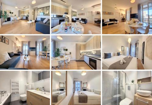 un collage de photos d'un salon et d'une chambre dans l'établissement Nestor&Jeeves - MADAGASCAR - 3 chambres, Centre-ville, à Nice