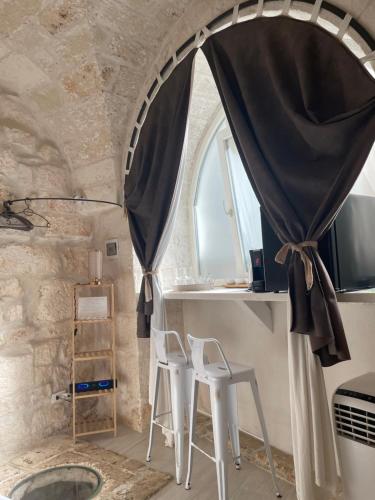 a room with two chairs and a table and a window at Amarcord private Spa Ostuni in Ostuni