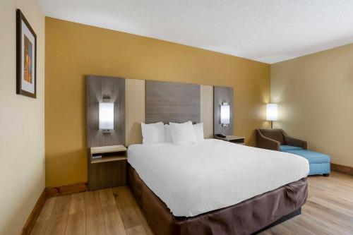 a hotel room with a large bed and a chair at Best Western Plus Springfield Airport Inn in Springfield