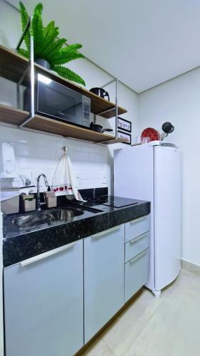 Η κουζίνα ή μικρή κουζίνα στο Flats Uberlândia