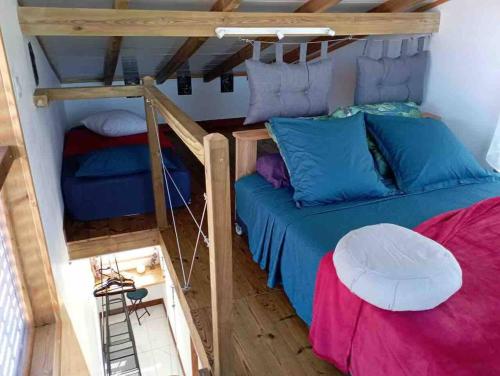a bedroom with a bunk bed and a ladder at TINY HOUSE avec vues in Capesterre-Belle-Eau