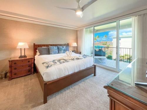 Voodi või voodid majutusasutuse Whaler Resort 508- Lux Whaler condo, stunning Kaanapali Beach view toas