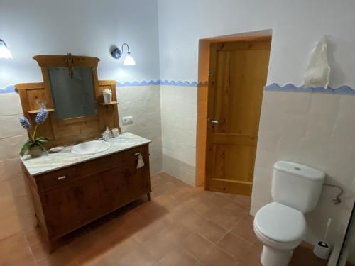a bathroom with a toilet and a sink at Holiday Home Finca SANT JAUME in Alaior