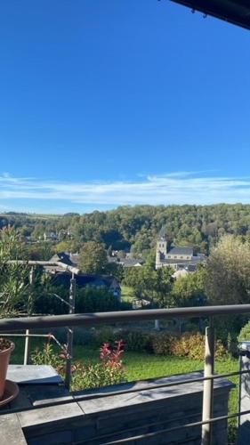 a view from the balcony of a house at B&B Le Bouchat-Oreille in Spontin