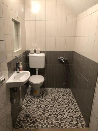 a bathroom with a toilet and a sink at Apartments with parking space Sutivan, Brac - 5629 in Sutivan