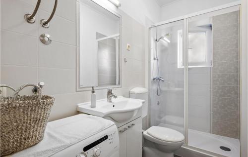 ein Bad mit einem WC, einem Waschbecken und einer Dusche in der Unterkunft 1 Bedroom Awesome Apartment In Brodarica in Brodarica