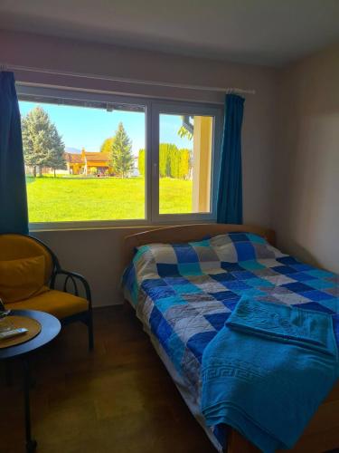 - une chambre avec un lit et une fenêtre dans l'établissement Koliba, à Pirot