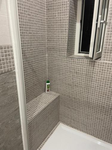 a bathroom with a shower with a sink and a shower at San Donato Apartment in Barletta