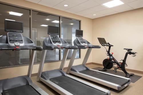 a gym with two treadmills and two ellipticals at Hilton Garden Inn Cleveland Downtown in Cleveland
