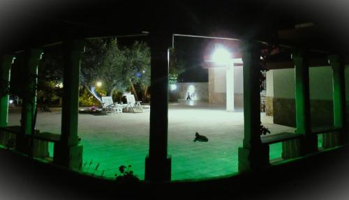 a person swimming in a courtyard at night at Casa Ale & Vinci in Monopoli