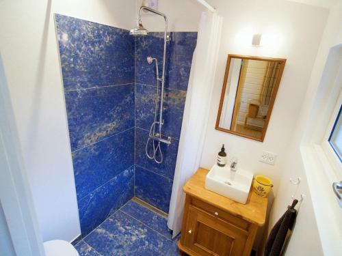 a bathroom with a shower and a sink at Holiday home Vig XLIII in Vig