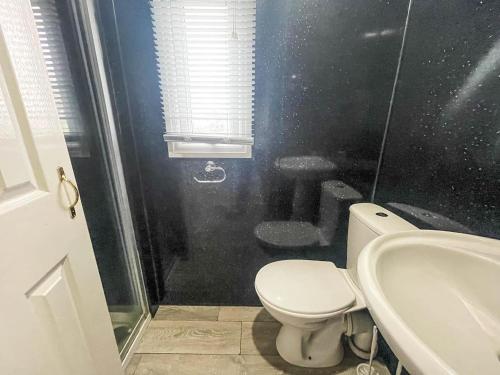 a bathroom with a toilet and a shower and a sink at Homely Caravan Just A Short Walk To Hembsy Beach In Norfolk Ref 00036ba in Hemsby