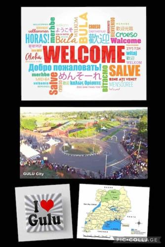three different posters with different cities and signs at KareBer Deluxe - Gulu - Uganda in Gulu