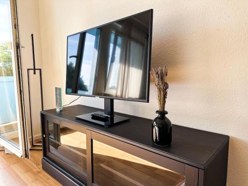 Μια τηλεόραση ή/και κέντρο ψυχαγωγίας στο Modernes Apartment Nähe Chemnitz Wifi Netflix
