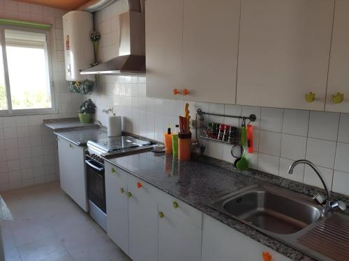 cocina con fregadero y encimera en Casa JRM 'Ribeira Sacra', en Monforte de Lemos